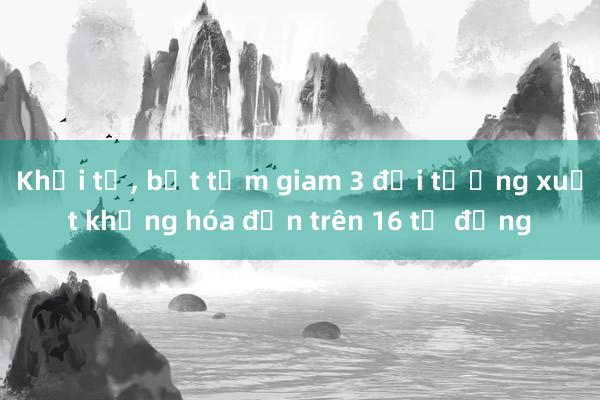 Khởi tố， bắt tạm giam 3 đối tượng xuất khống hóa đơn trên 16 tỷ đồng