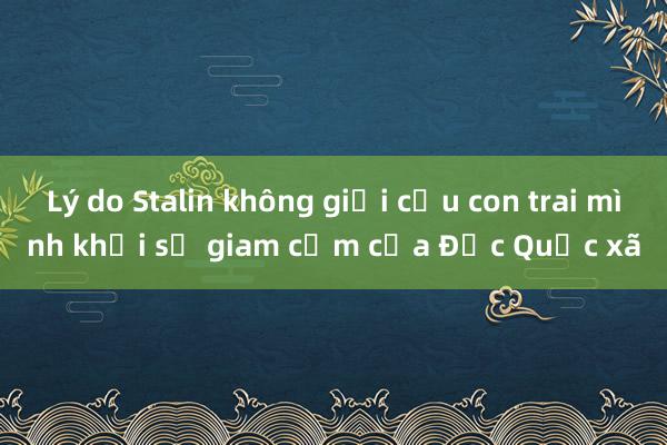 Lý do Stalin không giải cứu con trai mình khỏi sự giam cầm của Đức Quốc xã