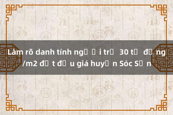 Làm rõ danh tính người trả 30 tỷ đồng/m2 đất đấu giá huyện Sóc Sơn