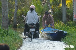 Bến Tre cảnh báo người dân kê cao đồ đạc để ứng phó triều cường